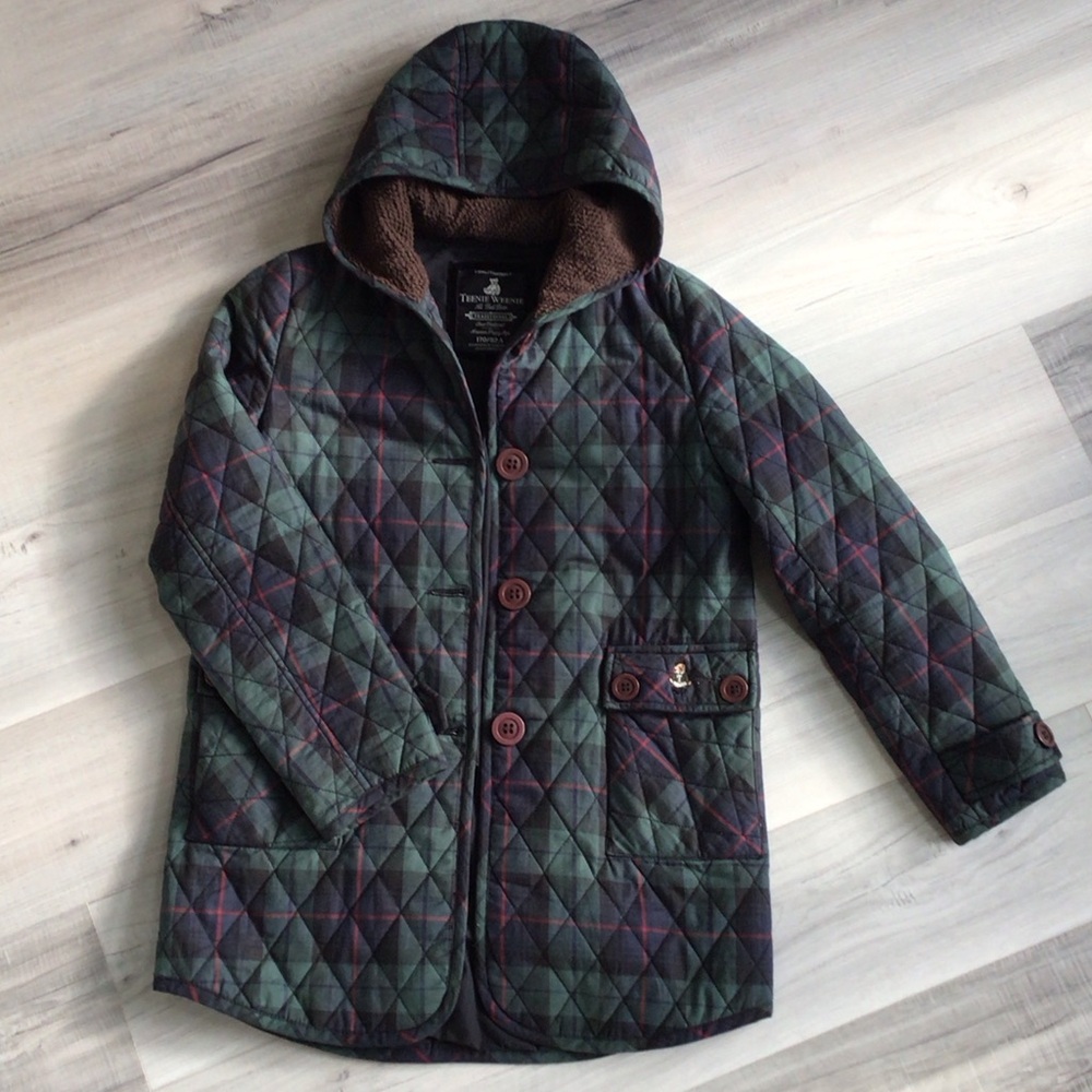 Woman’s Quilted Hooded Jacket - Green and Brown